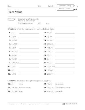 Math Place Value Worksheet