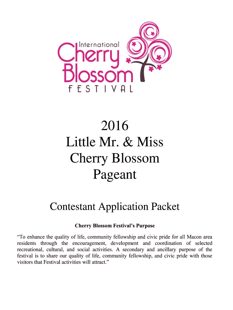 2016 Little Mr amp Miss bApplicationb - Cherry Blossom Festival Preview on Page 1