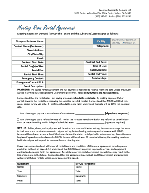 Meeting Room Rental Agreement