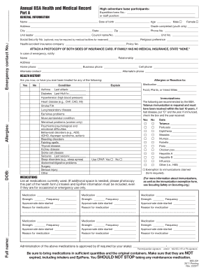 Annual BSA Health and Medical Record