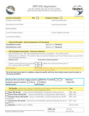Gila River DSL Application Form