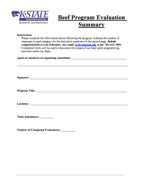 Beef Program Evaluation Form
