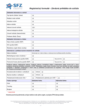Slovak Football Competition Registration Form