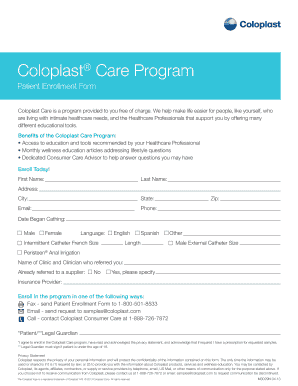Coloplast Care Program Patient Enrollment Form