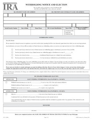 IRA Withholding Notice and Election Form W-4P
