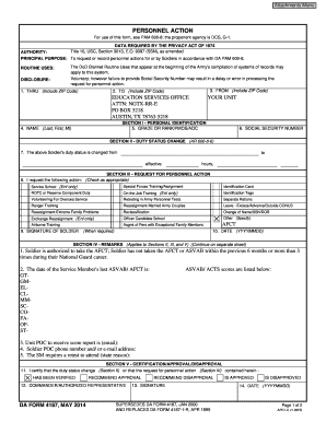 DA Form 4187 Personnel Action