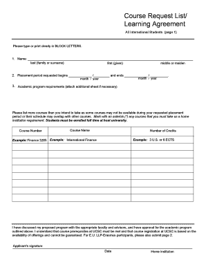 Learning Agreement for International Students