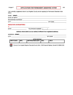 California Permanent Absentee Voter Application