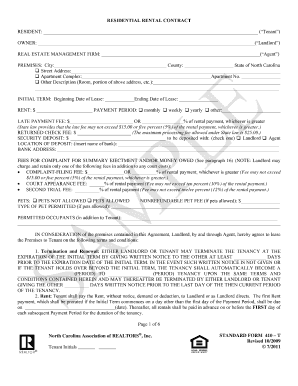 North Carolina Residential Lease Agreement