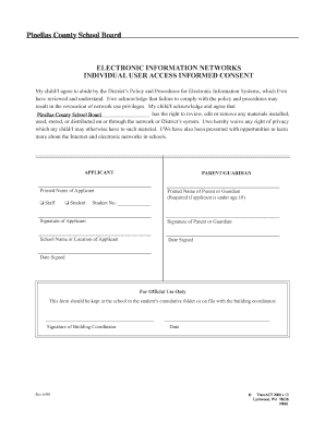 Pinellas County School Board Electronic Information Network Consent