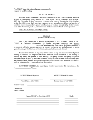 International School Manila Proxy Form