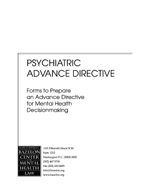 Psychiatric Advance Directive Form
