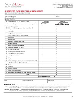 Business Interruption Insurance Application