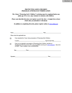 Protecting God's Children Attendance Verification