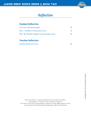 Junior Great Books Reflection Forms