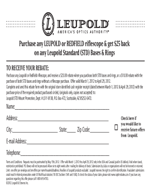 Leupold Riflescope Rebate Form