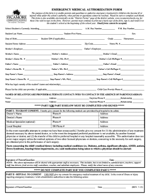 Emergency Medical Authorization Form