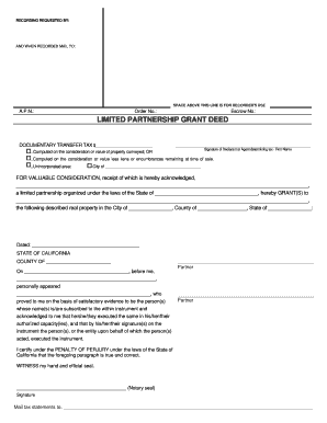 California Limited Partnership Grant Deed