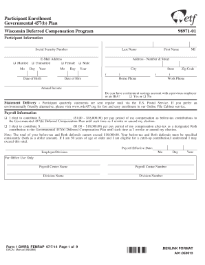 Wisconsin 457(b) Deferred Compensation Enrollment Form