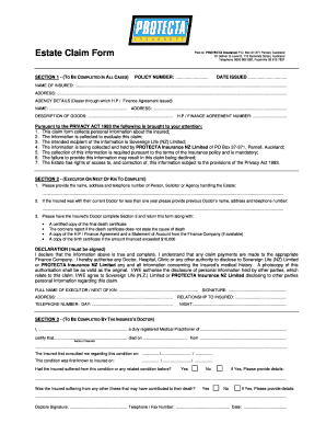 Estate Claim Form
