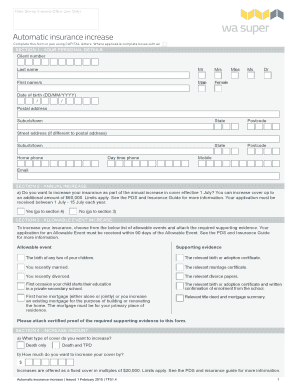 Automatic Insurance Increase Form