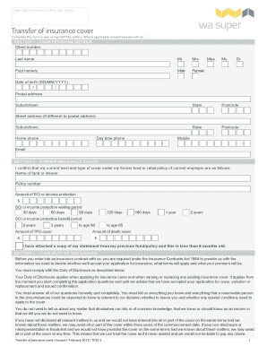 Transfer of Insurance Cover Form