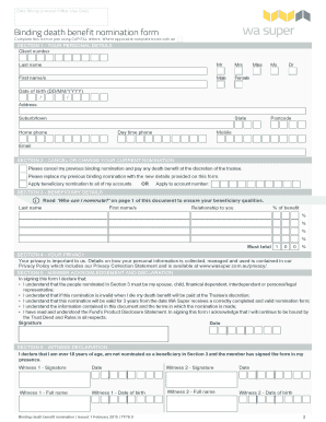 Binding Death Benefit Nomination Form