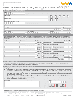 Retirement Solutions Non-binding Beneficiary Nomination Form