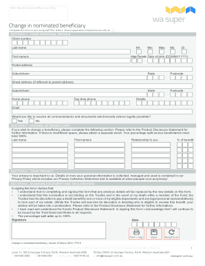 Change in Nominated Beneficiary Form