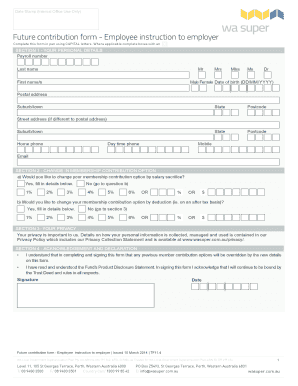 Future Contribution Form - Employee Instruction to Employer