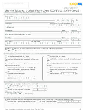 Retirement Income Payment Change Form