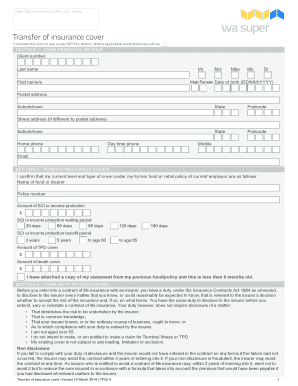 Transfer of Insurance Cover Form