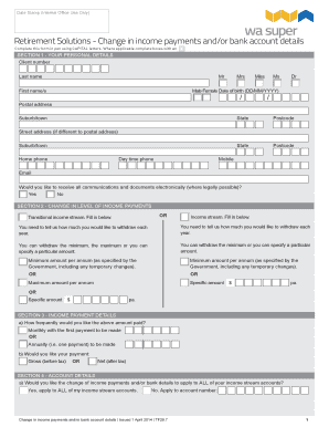 Retirement Income Payment Change Form