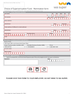 Choice of Superannuation Fund Nomination Form