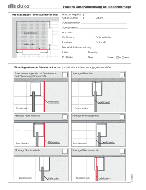 Position Duschabtrennung bei Bodenmontage
