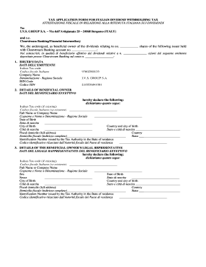 Italian Dividend Withholding Tax Application Form