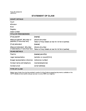 Statement of Claim Form 3A
