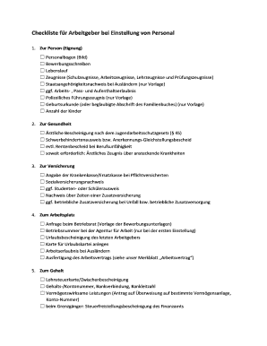 Checkliste für Arbeitgeber bei Einstellung von Personal