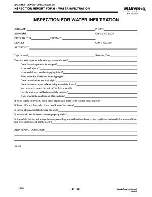 Water Infiltration Inspection Report Form