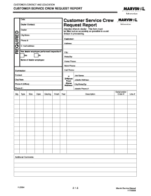 Customer Service Crew Request Report