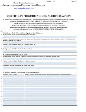 Luxembourg Tax Withholding Exemption Certificate
