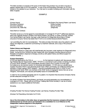 EYLEA Treatment Appeal Letter