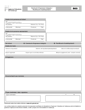 Catalonia Refund of Unjustified Income Form
