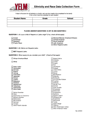Ethnicity and Race Data Collection Form