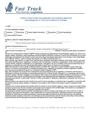 Import/Export Power of Attorney Form