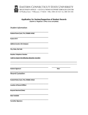 Application for Review/Inspection of Student Records