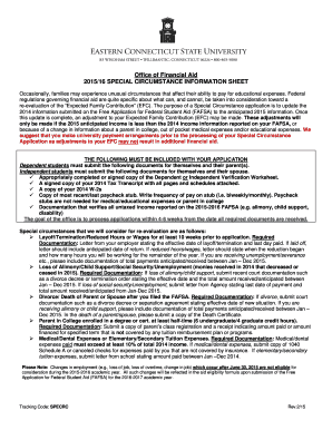 2015/16 Special Circumstance Financial Aid Application