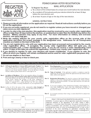 Pennsylvania Voter Registration Form
