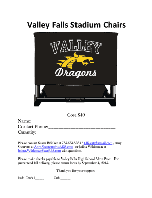 Ayso game card template - After Prom Stadium Chair Fundraiser