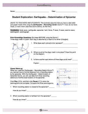 Earthquake Epicenter Determination Worksheet